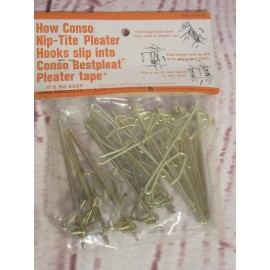 Conso Vintage NOS Conso NIP-TITE 10 Pleater Hooks and  4 End Pins Curtain/Drape Hooks
