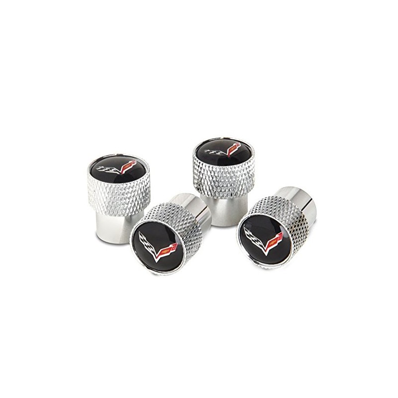 West Coast Corvette/Camaro C7 Corvette Crossed Flags Logo Aluminum Valve