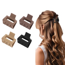 AOZUO Pack of 4 Hair Clips for Women, 4 cm Double Rows Matte Hair Clip, Small Non-Slip Hair Accessories, Hair Styling Accessories for Women and Girls for Thin Hair, Thick Hair (4 Colours)
