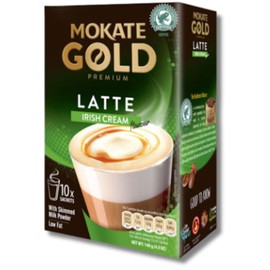 Gold Premium Latte Bundle of Mokate 1 Box each Irish Cream, Caramel Sachets, & Cappuccino Classic (10 Latte Sachets Each Box) by TGBK