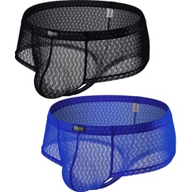 IKINGSKY Calzoncillos tipo calzones descarados para hombre, espalda en T, para hombre, con encaje, mini tanga para mejillas debajo de las bragas para hombre, Paquete de 2, XX-Large