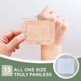 Silicone Adhesive Bandages Extra Large Size for Sensitive Fragile Skin 3"x4" 15 Counts Flexible Fabric Latex Free Hypoallergenic Breathable Bandages for Adhesive Allergy Wounds