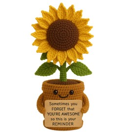 TheGifty Emotional Support Crochet Sunflower – Handcrafted Plush with 30 Uplifting Message Cards – Motivational, Self-Care & Funny Notes – Desk Decor Gift for Anxiety Relief, Birthday or Encouragement