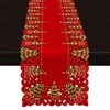 Grelucgo Small Embroidered Christmas Holiday Holly Tree Short Table Runner,