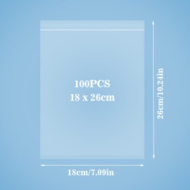 Dilpeak Resealable Plastic Bags, Sealable Plastic Bags, Grip Seal Bags, Clear Bags, Resealable Bags Suit for Storage Nut, Grain, Collectibles, Clothes 18X26cm 100PCS