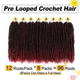 Passion Twist Hair 12 Inch 8 Packs, Pre Twisted Passion Twist Crochet Hair For Black Women, Pre Looped Passion Twist Curly Crochet Hair, Short Crochet Passion Twist Hair Extensions (12 Inch, TBug#)