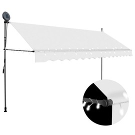 vidaXL Manual Retractable Awning with LED 78.7" Cream