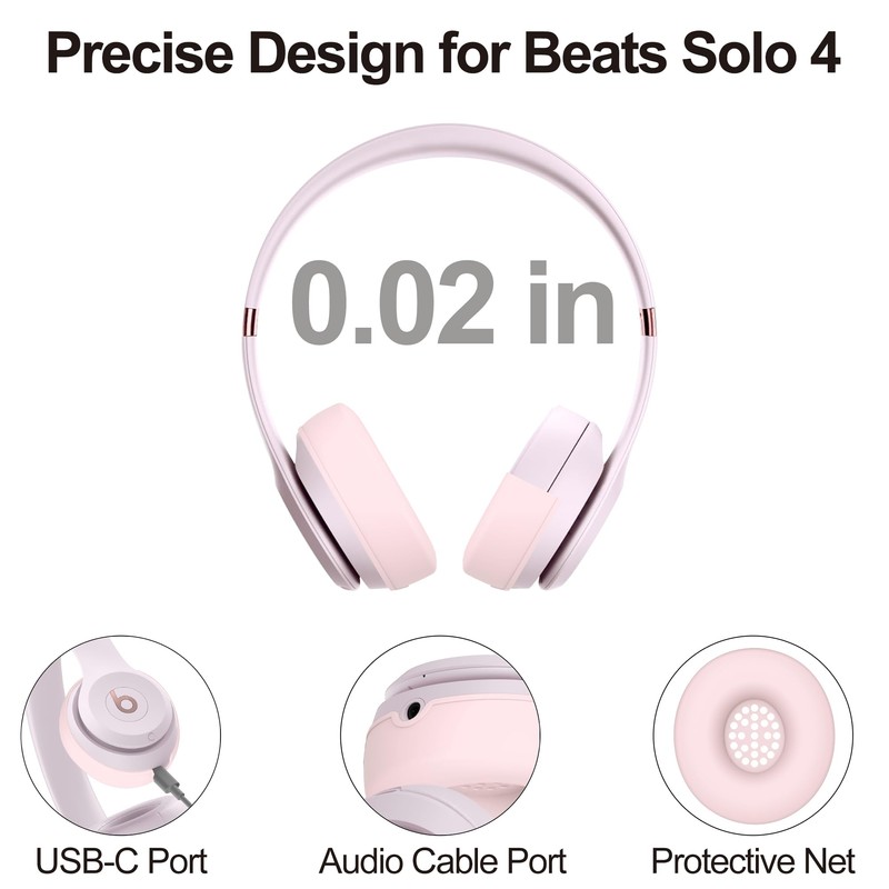 Silicone Case Compatible with Beats Solo 4, Ear Pads Cover