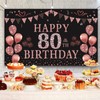 Trgowaul 80th Birthday Decorations for Women Rose Gold Birthday Backdrop