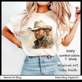 Altered Art Bling TOBY KEITH T-shirts  original art  comfort color t-shirts   Toby Keith shirts