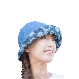 Creare Kiki DJB-2m Women's Breton Hat, UV Protection, Small Face Effect, Made in Japan, Okayama Denim, Margaret, Mother's Day, Mother's Day, Birthday, Present, blue/blue b