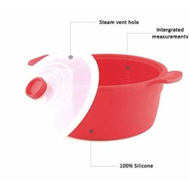 Invisioncorp Premium Silicone 40.6 oz Microwave Oven Ramen Noddle Steamer Container with Lid