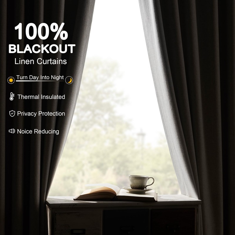 Blackout Curtains 24 Inch Long for Bedroom, Oatmeal 2 Panels