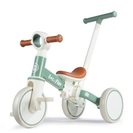 LOL-FUN 5 in 1 Toddler Tricycles for 1-3 Year Olds Boys Girls Toy with Parent Steering Push Handle, Baby Balance Bike 1 Year Old Kids Gift - Color: Mint