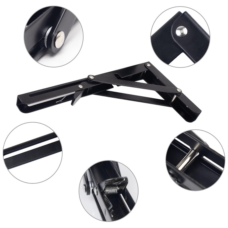 Anhoer Foldable Shelf Brackets Black Heavy Duty 14 Inch Stainless