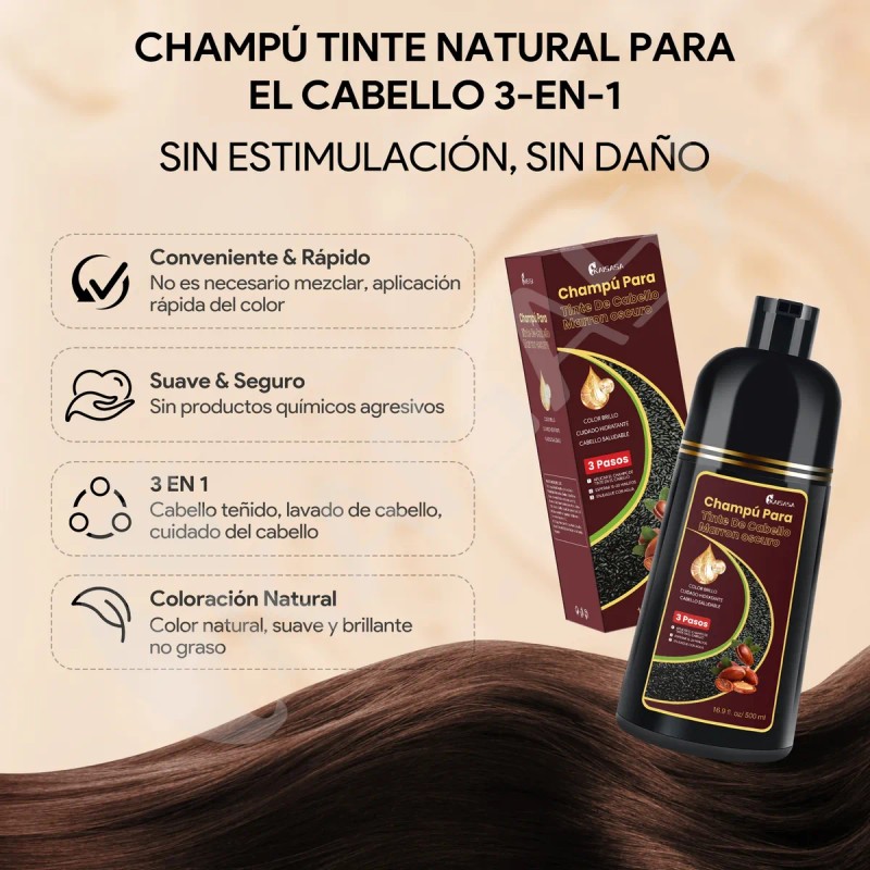 Kaisasa Shampoo Con Aceite De Argn Tinte Cubre Canas 2
