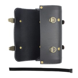 Krtopo Motorcycle Handlebar Bag Small, Vintage Saddle Bags Fork Bag Detachable Shoulder Strap Waterproof Motorcycle Front Storage Bag Container (Black)