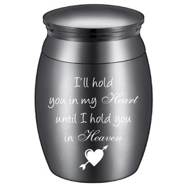CREATCABIN Human Ash Urn Small Cremation Urns Memorial Pet Animal Human Ashes Holder Stainless Steel Metal Burial Funeral Keepsake Urns Container Jar for Male Female Cat Rabbit 1.18x1.57 inch Black