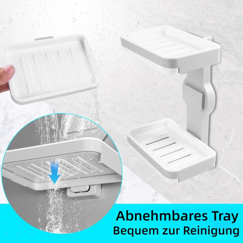 KlaroSpace Bathroom Soap Dish with Drain, 5 kg Load Capacity,