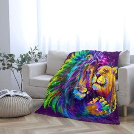 for Couple Blanket, Watercolor Lion Embraces Lioness Couple Fuzzy Flannel Romantic Throw Blanket for Him Her Anniversary Wedding Christmas Birthday Soft Cozy Blanket Gift 80x60 inches