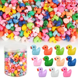 GWAHSA 240pcs Mini Ducks, Tiny Resin Duck Figurines Colorful Plastic Small Ducks Bulk for Miniature Landscape Aquarium Potted Fairy Garden Home Dollhouse Decor Accessories Party Favors Toys Gifts