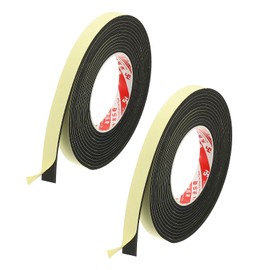 PATIKIL 5/8 Inch x 16.4 Ft Weather Stripping Door Seal Strip, 2 Roll 3mm Thick EVA Self Adhesive Foam Seal Tape for Door Window Insulation, Black