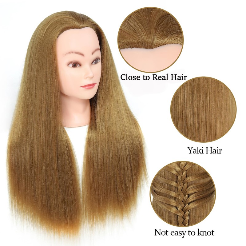 26" Mannequin Head High Temperature Resistant Hair Professional Hairdressing Training