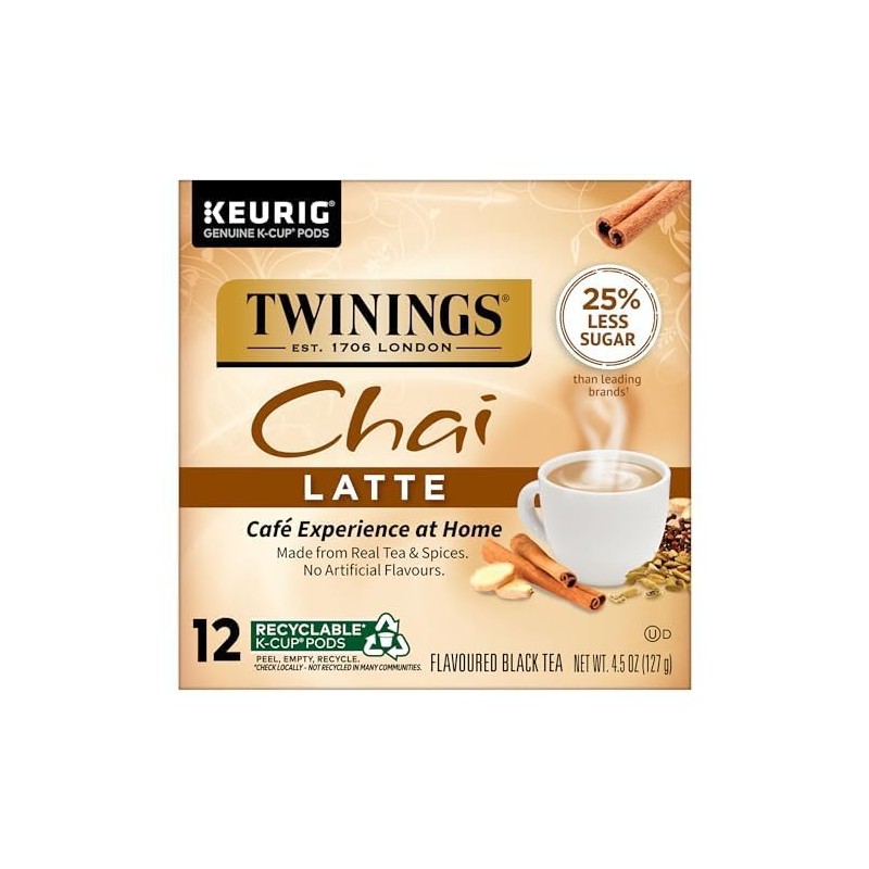 Twinings Chai Latte Tea K-Cup Pod for Keurig, Creamy, Slightly