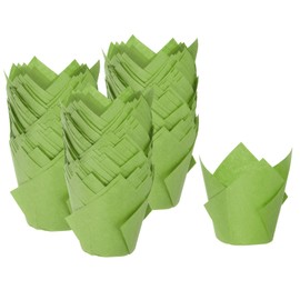 sourcing map 150Pcs Tulip Cupcake Liners Standard Paper Baking Cups Greaseproof Wrappers Disposable for Birthday Banquets Party, Green