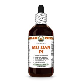 Mu Dan Pi (Paeonia Suffruticosa) Dry Bark Glycerite, Made in Hawaii, All Natural, Vegan, Lab Tested Alcohol-Free Liquid Extract - 4 fl.oz