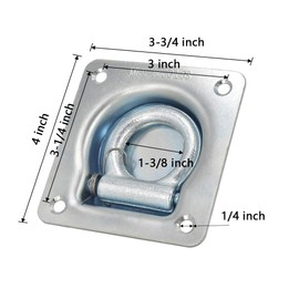 Recessed D-Ring Tie Down/Square Cargo Tie-Down Anchors/Flush Mount Tie Down Anchor,4 Pack