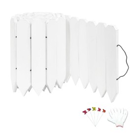 YPshuye Wood Garden Edging Wood Landscape Edging Garden Fence Border Flexible Decorative Border Tree Fence for Yard Flower Bed Lawns Pathway - 12'' H x 6.6 Ft L (1 Pack)