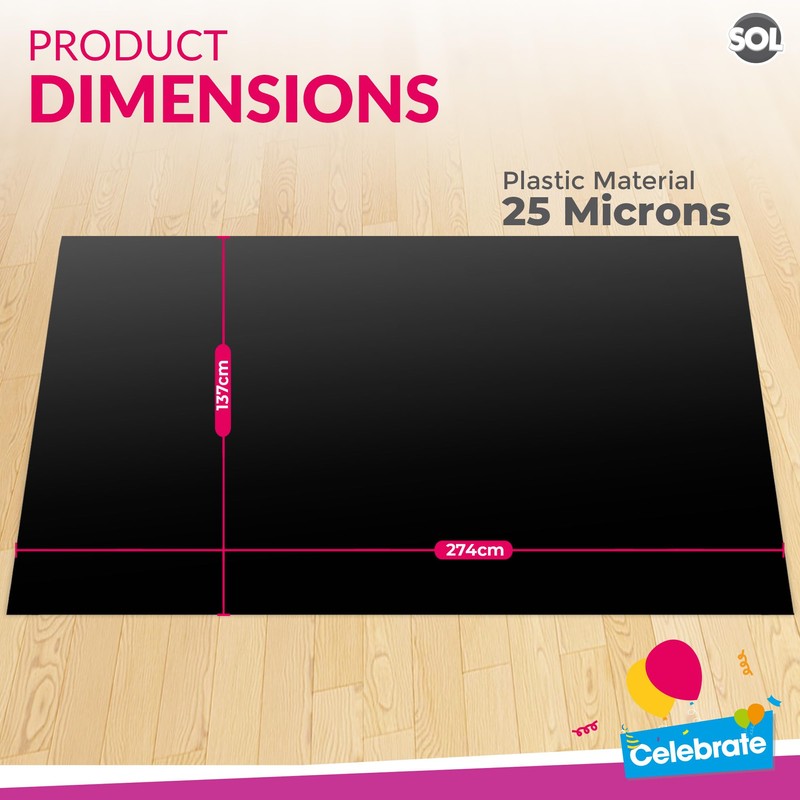 2pk Long Black Table Cloth Party | 274 x 137cm