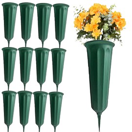 Plastic Cemetery Vases with Spikes 12 Pack Memorial Flower Vase Cemetery Decorations for Grave Decorations for Cemetery Vases for Flowers Plastic Vases for Flowers Cemetery Flowers for Grave Vase