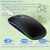 LED Wireless Mouse, Slim Silent Dual-Mode 2.4G+BT Rechargable 7-Color Mouse