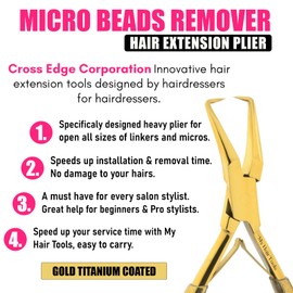 Professional Hair Extension Tools Microlink Bead Remover Plier for Hair Extensions Removal Micro Ring Beads Opener 5.5 Inch Pliers Silver Polish Stainless Steel – Cross Edge Corporation (Gold)