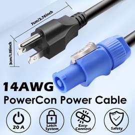 KAKABUBBLE 20A NEMA 5-15P to PowerCON AC Power Cable - 3-Pin Male Connector for Outdoor Stage Lighting and LED Screen - 1.83M/6FT Heavy Duty Extension Cord