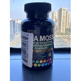 SoundHealth Sea Moss Capsules, Featuring 8000mg Sea Moss, 4000mg Black Seed, Teaming up with 2000mg Ashwagandha, Turmeric, Burdock, and Augmented with Vitamin C and Vitamin D3(30 Days)