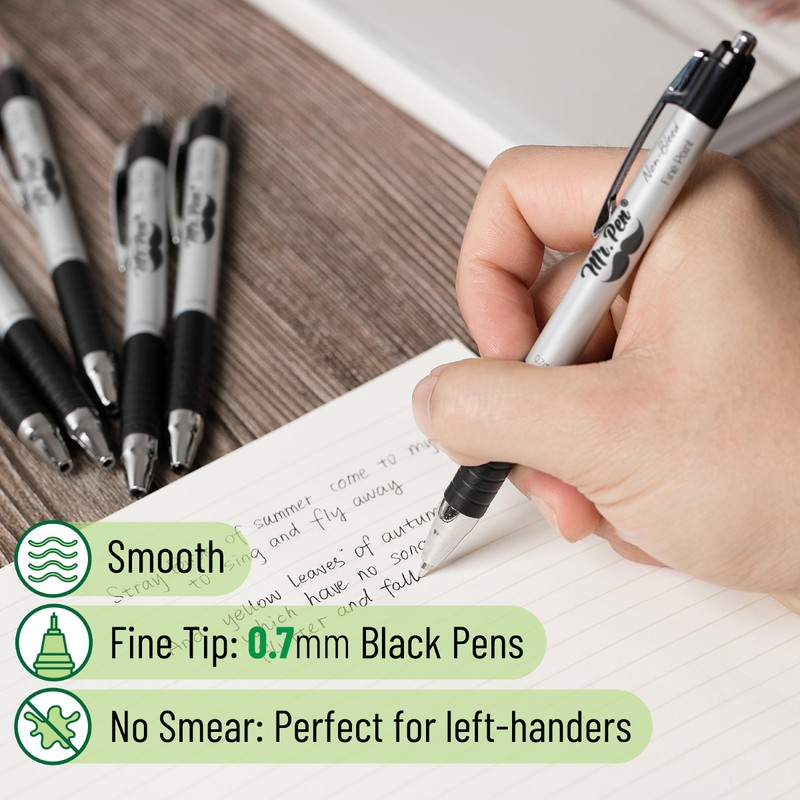Mr. Pen No Bleed Pens, Bible Pens, Fine Tip, Black,