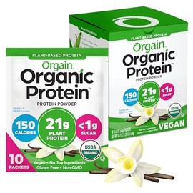Orgain Organic Vegan Protein Powder, Vanilla Bean - 21g Plant Protein, 5g Prebiotic Fiber, Low Carb, No Lactose Ingredients, No Added Sugar, Non-GMO, 