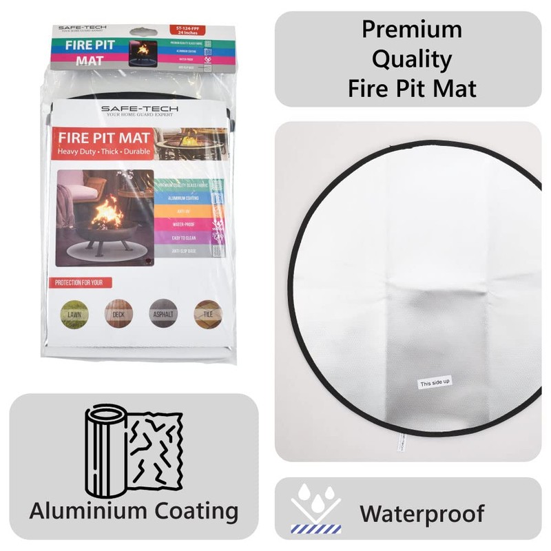 SAFE TECH Fire Pit Mat for Decking, 24″/60cm BBQ Fireproof