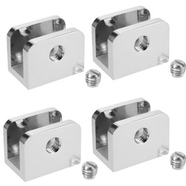 YUENPUN 4 PCS Glass U-Clamps, Wall Mount Clamps for 10-12mm Glass Shelves, Square Glasses Clips, Mirror Shelf Brackets for Glasses Plates, Bathroom Clips Holder Support Hardware