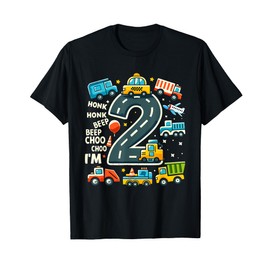 2 Year Old Birthday Boy Truck Car Transportation T-Shirt