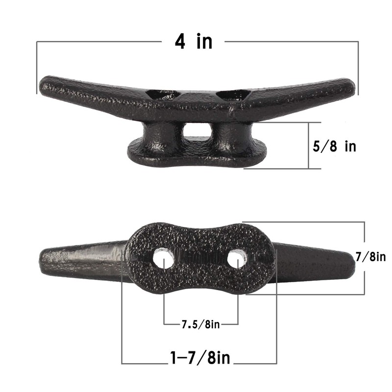 VEITHI 4 inch Electrophoretic Coated Black Dock Cleats (4 Pack),