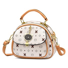 DEEVORCA Fashion Women's Shoulder Bag Vintage Casual Print Crossbody Bag Travel Dating Work Party PU Leather Women Messenger Bag Multiple Pockets Handbag Cute Pendant, White C, Women's shoulder bag