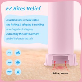 Memine EZ Bites Relief Suction Tool - 2 Pack Bee Sting and Bite Itch Relief Sucker, Venom Extractor for Saliva/Venom Removal, Temporary Relief from Itch and Swelling, Kid-Friendly Pink