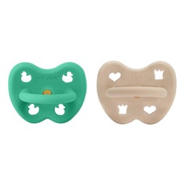 HEVEA Natural Rubber Dummy, Orthodontic Shape, 3-36 Months, Hygienic One-Piece Design for Newborns to Toddlers, BPA-Free, Soft & Durable, Pack of 2 (Tisvilde)