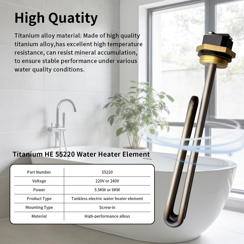 2 Pack HE 55220 Titanium Water Heater Element, Screw in