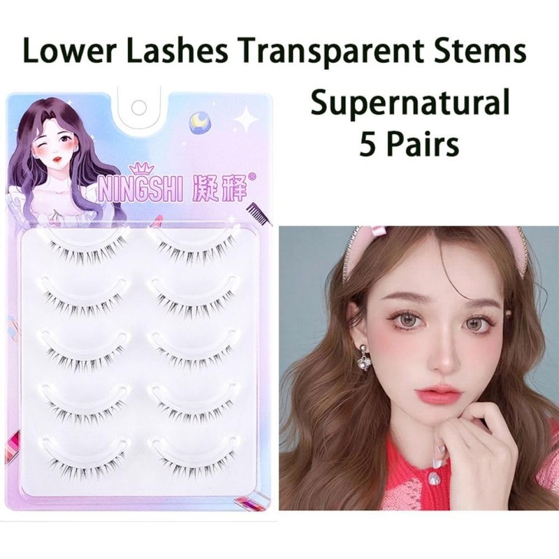 5 Pairs Korean Lower Eyelashes 3D Natural Look Comic Eyelashes