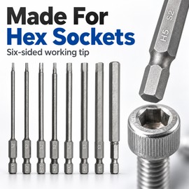 8-Piece 100mm Hex Allen Wrench Drill Bit Set – SAE and Metric Hex Screwdriver Bits for Power Tools